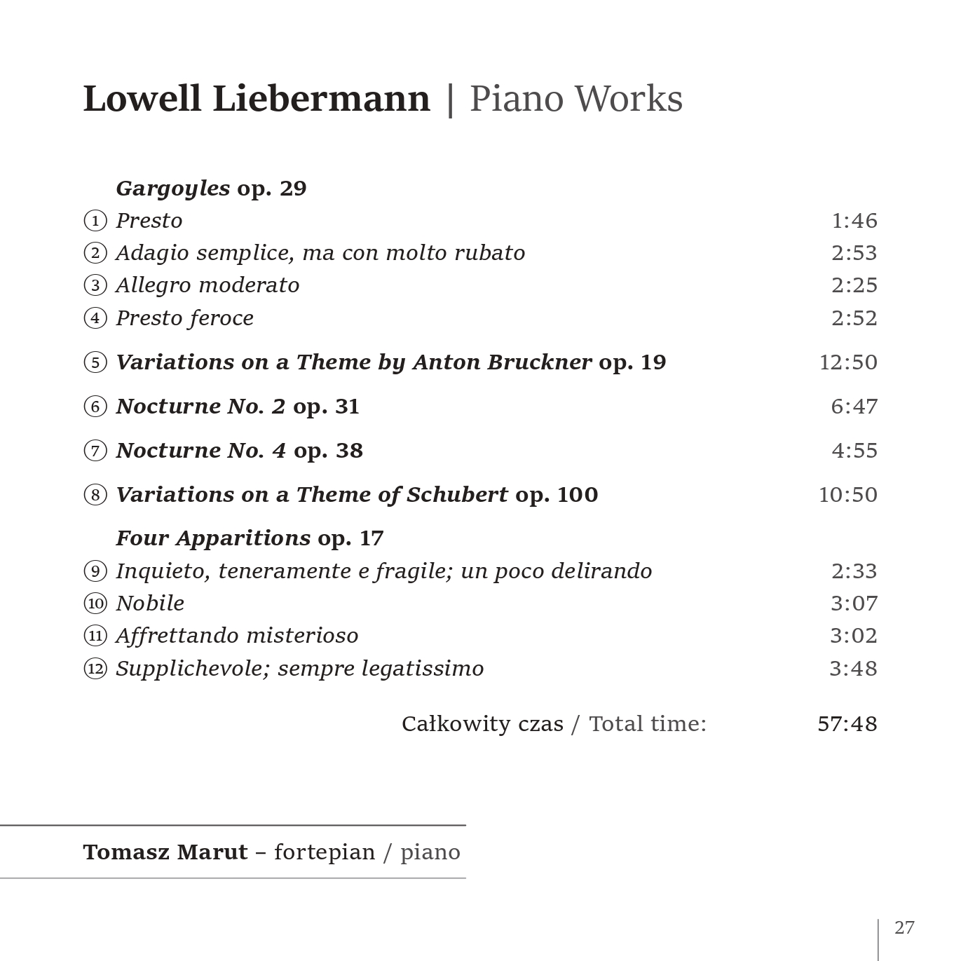 Lowell Liebermann. Piano Works - obrazek 2